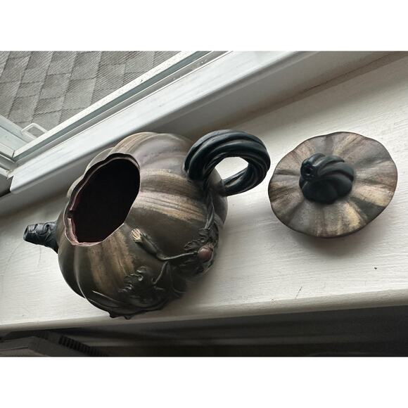 Zisha teapot Clay Pumpkin Gongfu Tea Pot Lady Bug Brown Handmade Yixing 5.5x3” - Picture 5 of 16